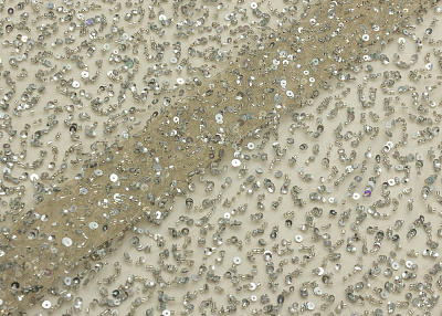 Фото ткани Пайетки на сетке, цвет - серебро