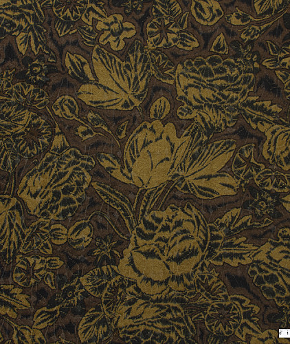 Бархат тип Etro, цвет - коричневый и цветы. Изображение 2