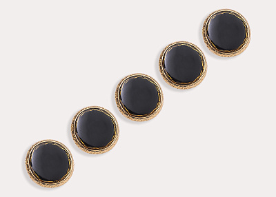 Фото ткани Пуговица круглая с эмалью, цвет - черный и золотой