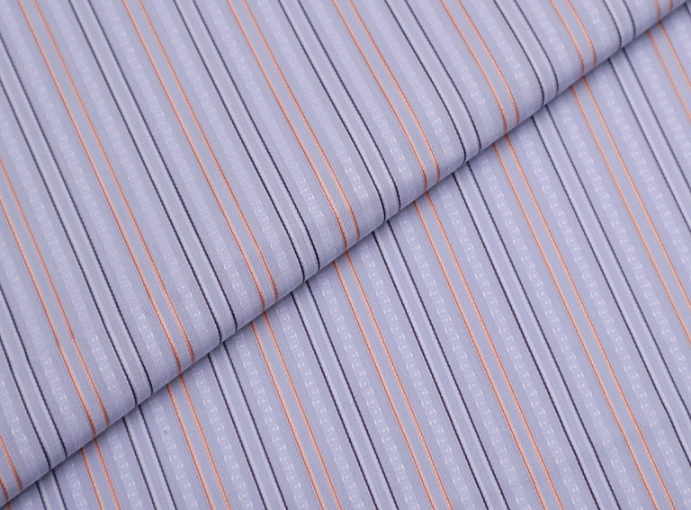 Фото ткани Жаккардовый хлопок в полоску, цвет - голубой