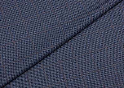 Фото ткани Шерстяная ткань тип Ermenegildo Zegna в клетку, цвет - синий