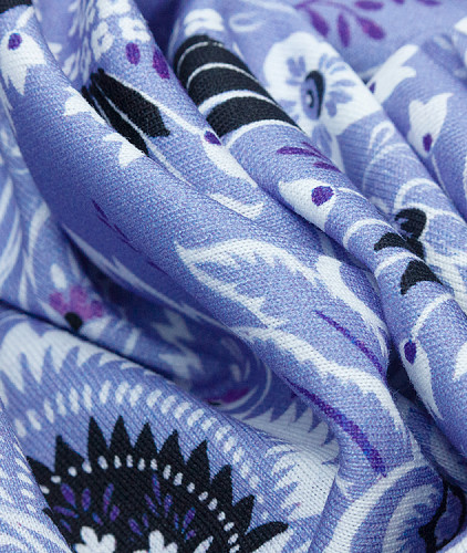 Хлопковый трикотаж тип Etro, цвет - белый, сиреневый, пейсли. Изображение 4