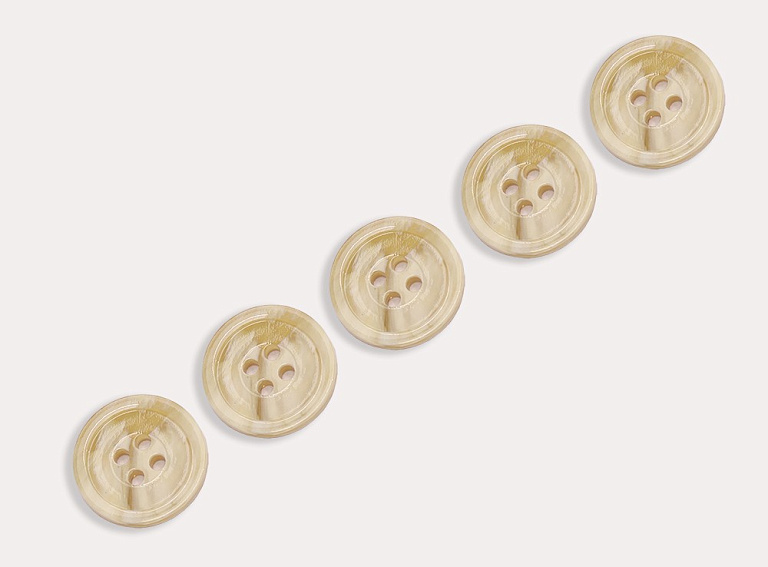 Фото ткани Пуговица круглая (пластик), цвет - бежевый