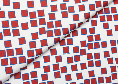 Фото ткани Хлопковая ткань тип Jil Sander, цвет - синий, красный, белый, квадраты