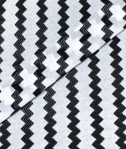 Трикотаж тип Missoni, цвет - белый, черный, полоска. Изображение 1