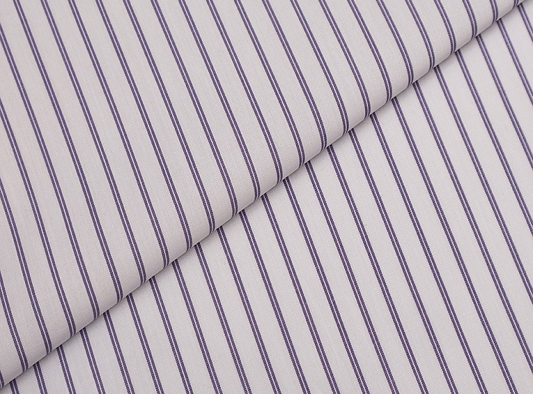 Фото ткани Хлопковая ткань в полоску, цвет - фиолетовый, белый