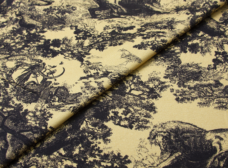 Фото ткани Трикотаж хлопок с эластаном, цвет - бежевый и черный