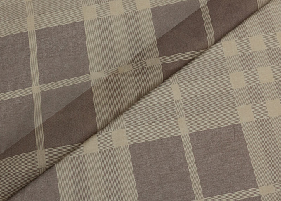 Фото ткани Хлопковый батист тип Burberry в клетку, цвет - бежевый, коричневый