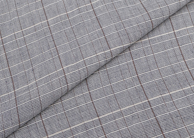 Фото ткани Льняная ткань тип Brunello Cucinelli с люрексом, цвет - синий и клетка