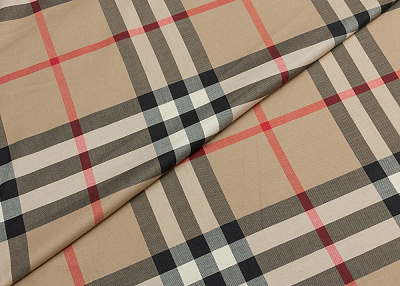 Фото ткани Хлопковая ткань тип Burberry в клетку, цвет - бежевый