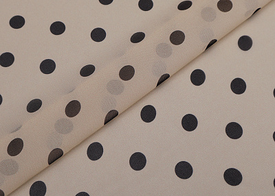 Фото ткани Шифон в горох, цвет - бежевый