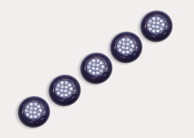 Фото ткани Пуговица круглая со стразами (пластик), цвет - синий