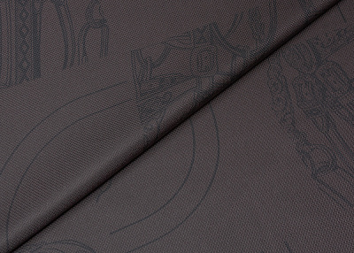 Фото ткани Жаккардовый шелк с рисунком тип Hermes, цвет - коричневый