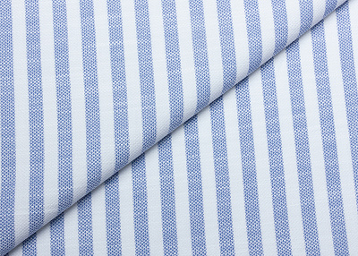 Фото ткани Хлопковая ткань в полоску, цвет - синий, белый, полоска