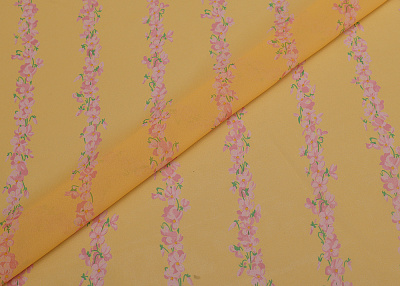 Фото ткани Шифон с цветами тип Valentino, цвет - желтый