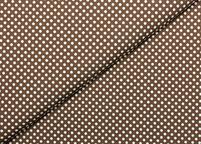 Фото ткани Хлопковая ткань, цвет - белый и коричневый, горох