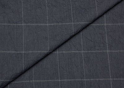 Фото ткани Льняная ткань тип Ermenegildo Zegna, цвет - темно-синий, клетка