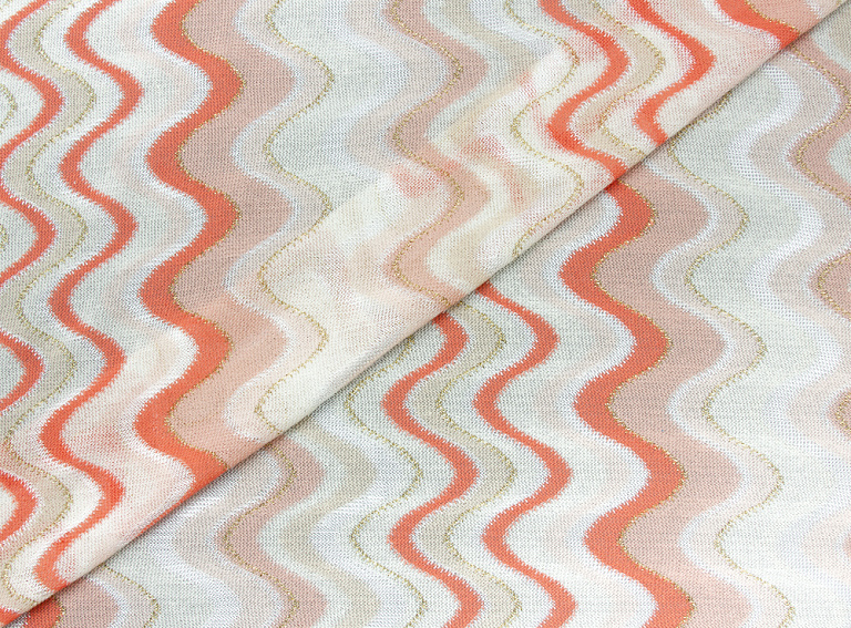 Фото ткани Вискоза с люрексом тип Missoni с рисунком, цвет - молочный