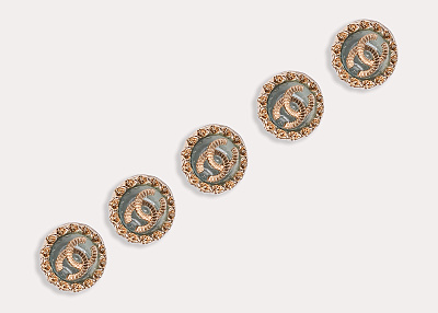 Фото ткани Пуговица тип Chanel, цвет - голубой и золотой