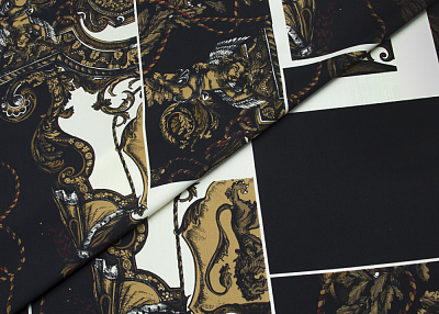 Фото ткани Детали пиджака тип Dolce&Gabbana с рисунком, цвет - молочный