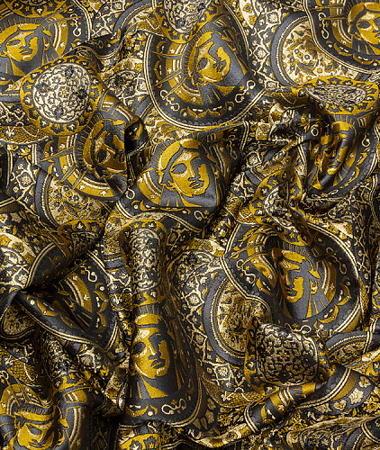 Шелковый жаккард тип Versace, цвет - золотой. Изображение 3