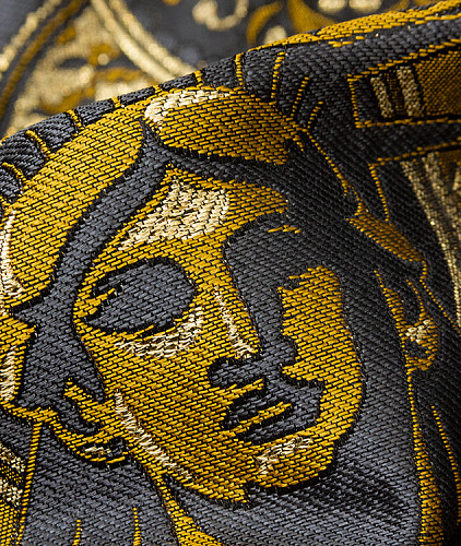 Шелковый жаккард тип Versace, цвет - золотой. Изображение 4