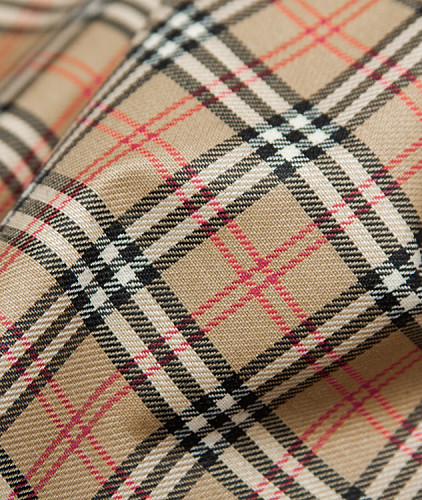 Плащевая ткань тип Burberry, цвет - бежевый, красный, черный, клетка. Изображение 5