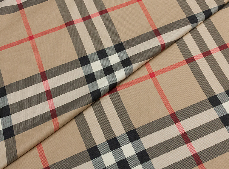Фото ткани Хлопковая ткань тип Burberry в клетку, цвет - бежевый