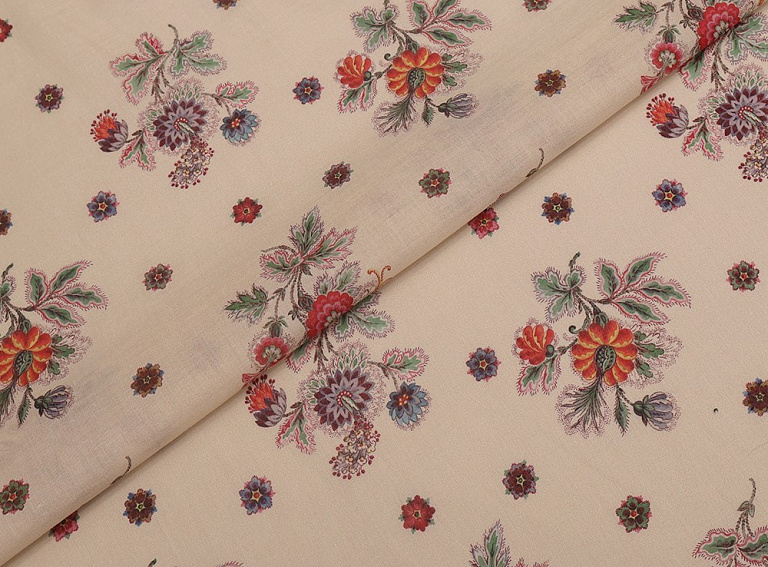 Фото ткани Хлопковый батист тип Valentino с рисунком, цвет - бежевый