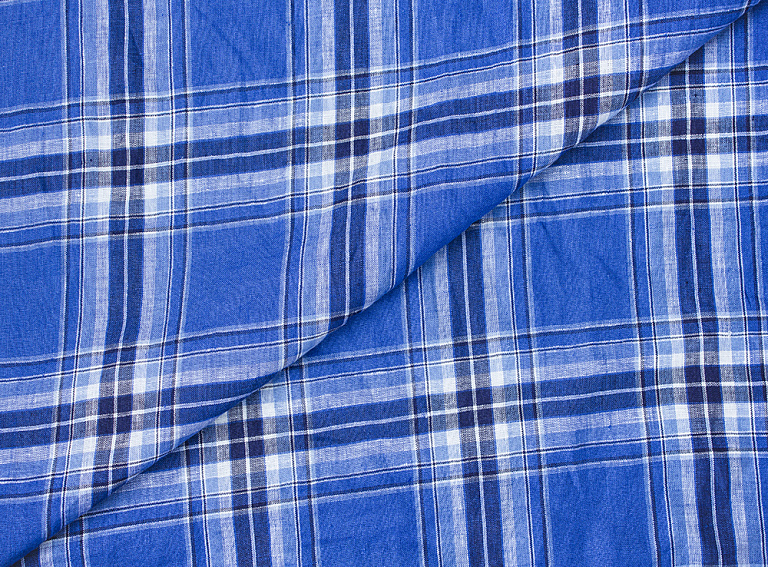 Фото ткани Хлопковая ткань тип Ralph Lauren, цвет - синий и клетка