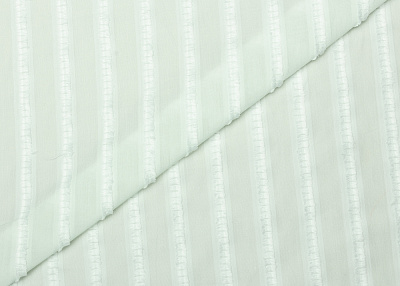 Фото ткани Батист, цвет - белый, зеленый, полоска