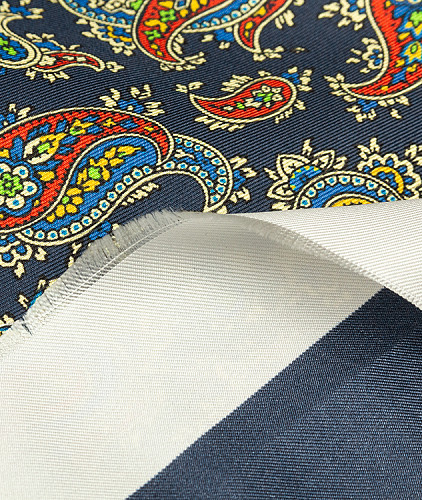 Твиловый шелк тип Etro (купон), цвет - синий, пейсли. Изображение 2