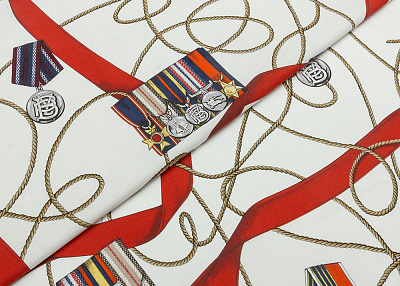 Фото ткани Хлопковая ткань тип Burberry с рисунком, цвет - красный и белый