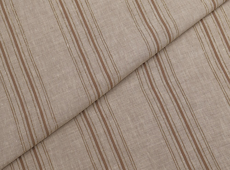 Фото ткани Льняная ткань тип Brunello Cucinelli с рисунком, цвет - бежевый и полоска