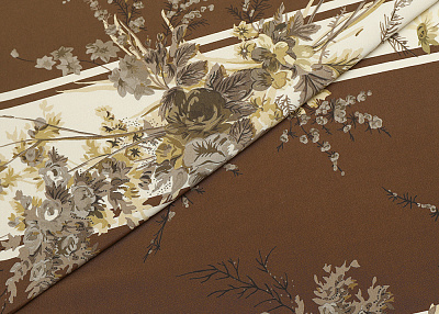 Фото ткани Натуральный шелк тип Valentino, цвет - коричневый в полоску