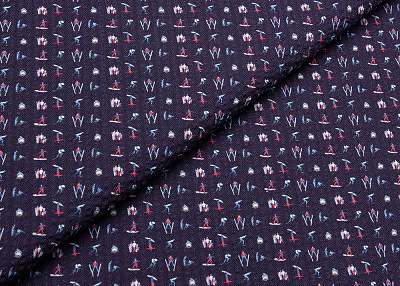 Фото ткани Хлопковая ткань с рисунком, цвет - синий, красный, темно-синий, елочка, спорт