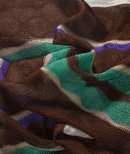 Вискоза тип Missoni, цвет - фиолетовый, коричневый, зеленый, полоска. Изображение 6