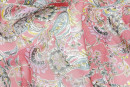 Шифон тип Etro, цвет - коралловый, розовый, желтый, синий, пейсли. Постер для видео