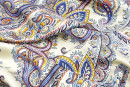 Твиловый шелк тип Etro, цвет - желтый, синий, зеленый, оранжевый, пейсли. Постер для видео