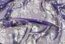 Шифон тип Etro, цвет - фиолетовый, молочный, голубой, пейсли. Постер для видео