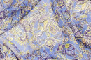 Шифон тип Etro, цвет - синий, фиолетовый, молочный, желтый, пейсли. Постер для видео