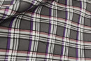 Хлопковая ткань тип Etro, цвет - фиолетовый, белый, бордовый, клетка. Постер для видео