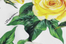 Натуральный шелк тип Dolce&Gabbana, цвет - белый, зеленый, желтый, оранжевый, цветы. Постер для видео