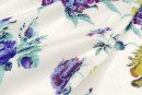 Хлопковая ткань тип Etro, цвет - фиолетовый, желтый, белый, бирюзовый, горчица, цветы. Постер для видео