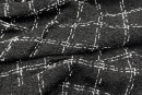 Хлопковый твид тип Chanel с блеском, цвет - белый, черный, клетка. Постер для видео