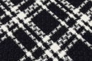 Шелковый твид тип Chanel с рисунком, цвет - черный, молочный, клетка. Постер для видео