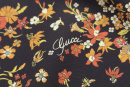 Натуральный шелк тип Gucci с цветами, цвет - черный. Постер для видео